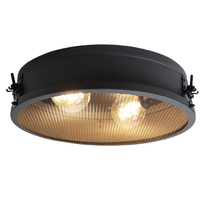 Industrial flush ceiling light black, Gael