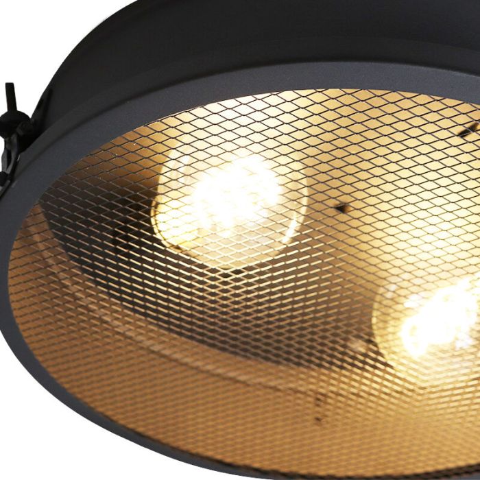 Industrial flush ceiling light black, Gael