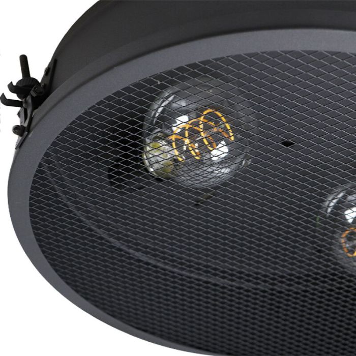 Industrial flush ceiling light black, Gael