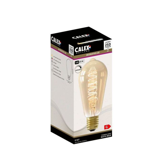 Dimmable Calex E27 LED Edison bulb amber, 3,8W, 2100K