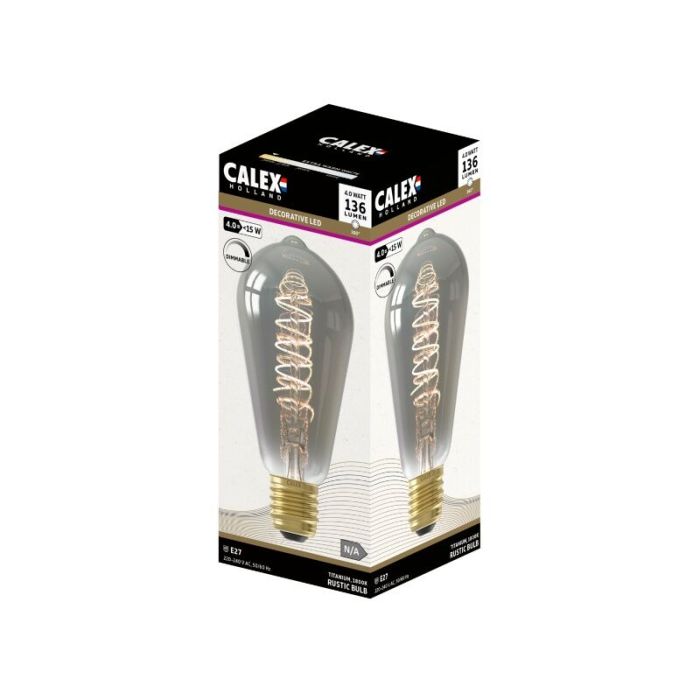 Dimmable Calex E27 LED Edison bulb grey, 4W, 1800K