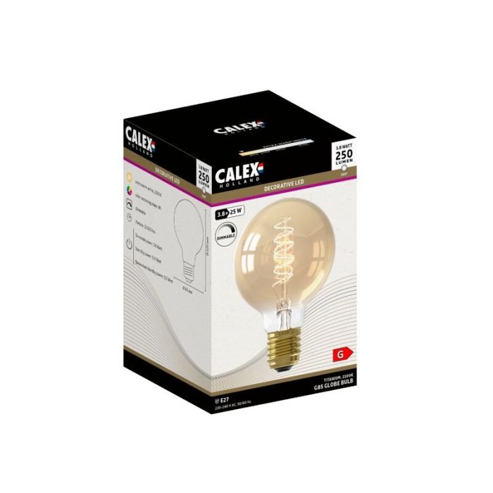 Dimmable Calex E27 LED filament bulb amber, 3,8W, 2100K