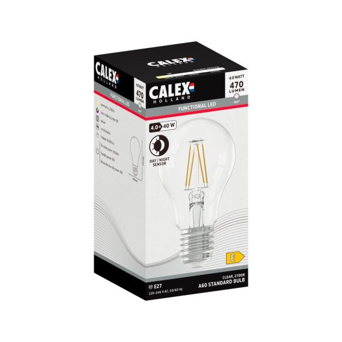 Calex E27 LED filament bulb 4W, 2700K, with dusk to dawn sensor