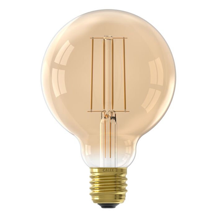 Dimmable Calex E27 LED filament bulb amber, 4,5W, 2100K