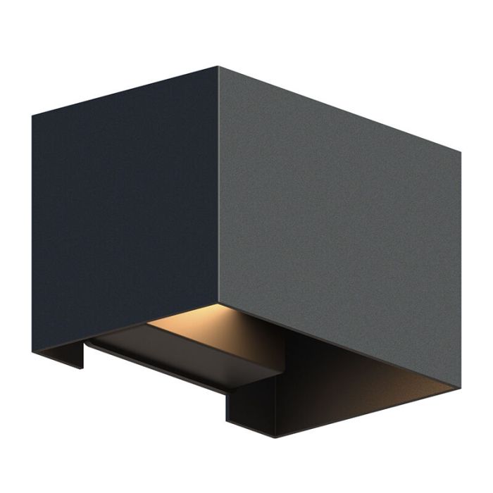 Black up down wall light aluminium, Dion, 7W, 3000K LED, IP54