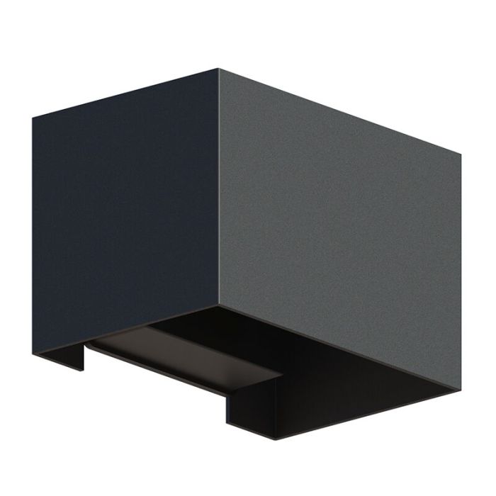 Black up down wall light aluminium, Dion, 7W, 3000K LED, IP54
