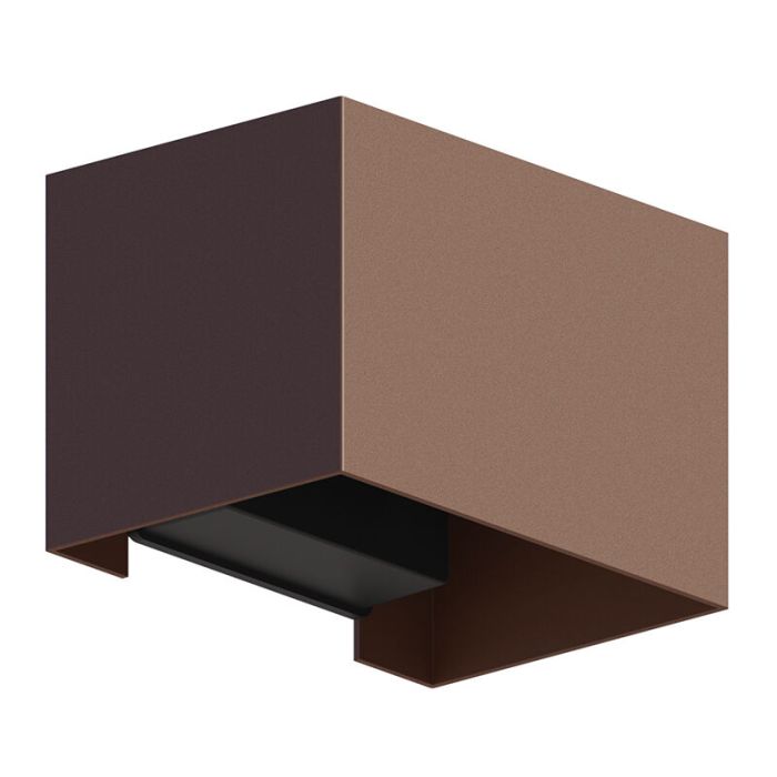 Rust Coloured up down wall light aluminium, Dion, 7W, 3000K LED, IP54