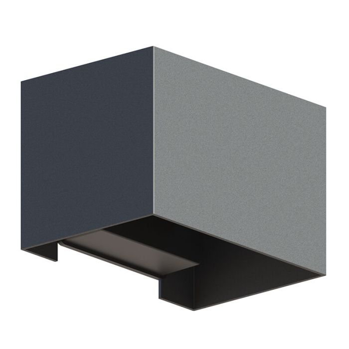 Anthracite up down wall light aluminium, Dion, 7W, 3000K LED, IP54
