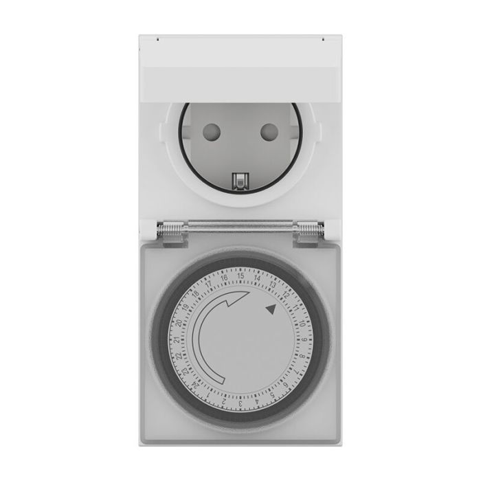 Waterproof switch clock wall socket with 24-hour timer, IP44