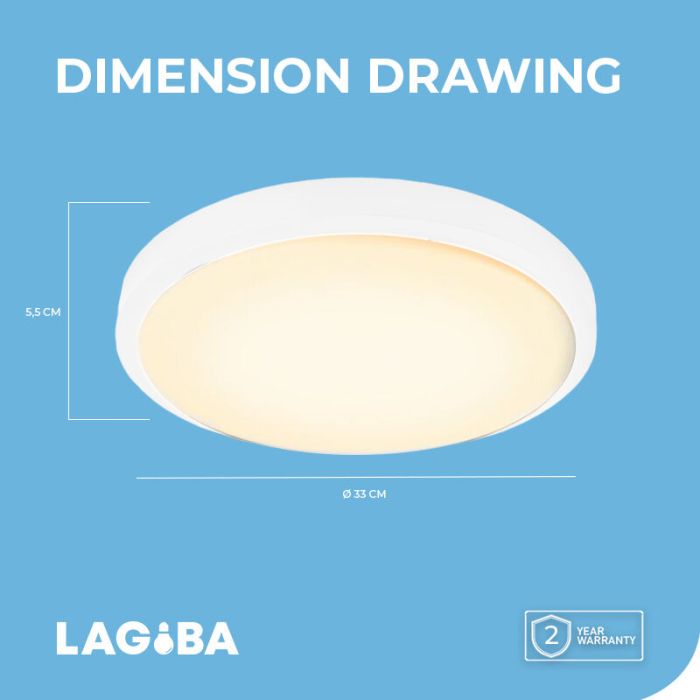 White modern flush ceiling light plastic, Kos, 22W, 3000K LED