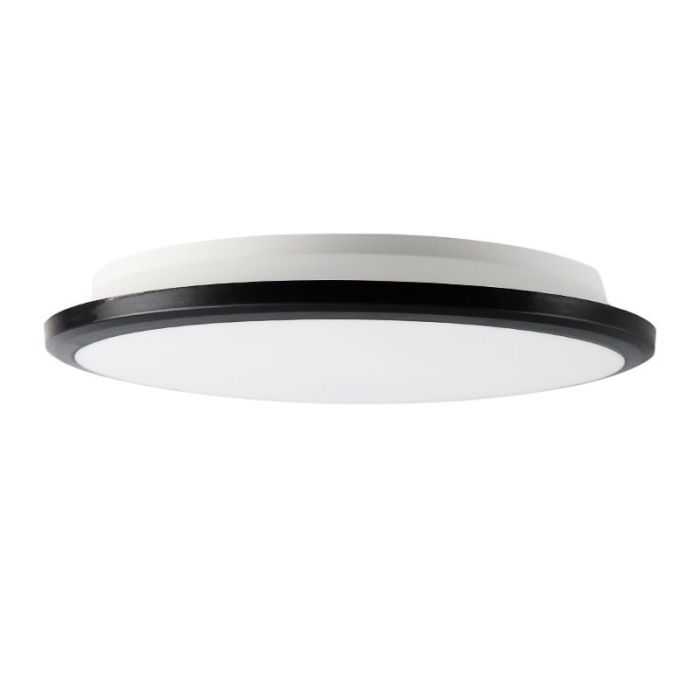 Black modern flush ceiling light plastic, Joachim, 24W, 3000K LED