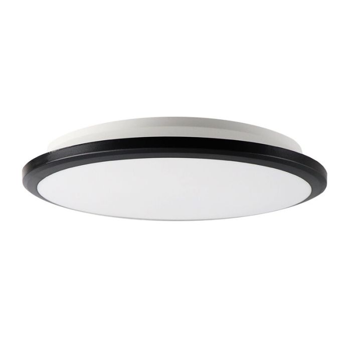Black modern flush ceiling light plastic, Joachim, 24W, 3000K LED