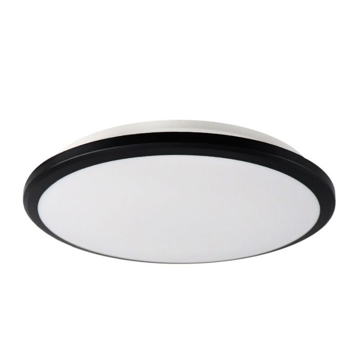 Black modern flush ceiling light plastic, Joachim, 24W, 3000K LED