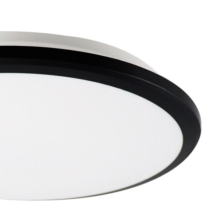 Black modern flush ceiling light plastic, Joachim, 24W, 3000K LED