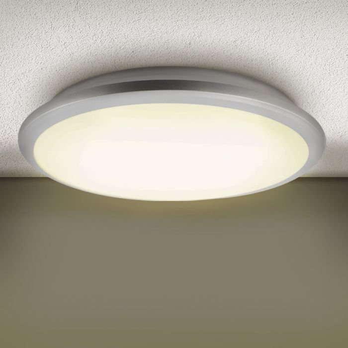 Silver modern flush ceiling light plastic, Joachim, 24W, 3000K LED