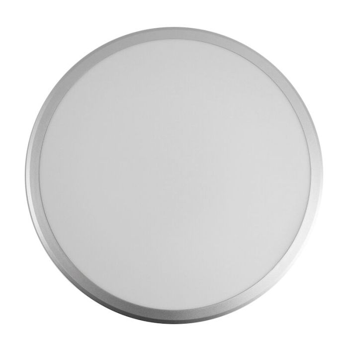 Silver modern flush ceiling light plastic, Joachim, 24W, 3000K LED