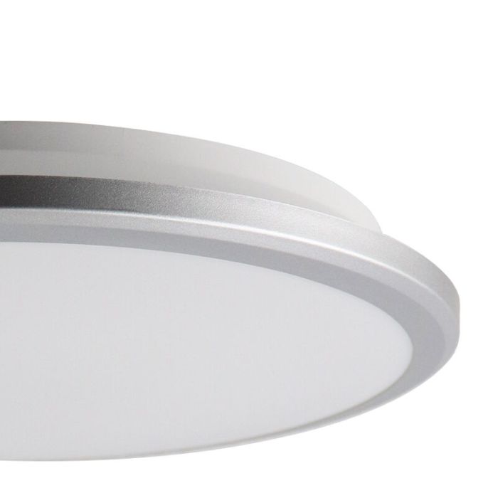 Silver modern flush ceiling light plastic, Joachim, 24W, 3000K LED
