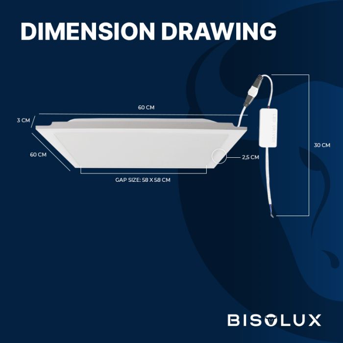 600x600 LED Panel - 38W - 3000K - Back-Lit