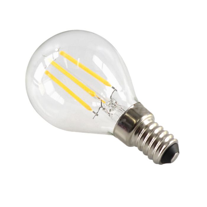 Dimmable E14 LED bulb, P45, 3w, transparent glass, 2700k