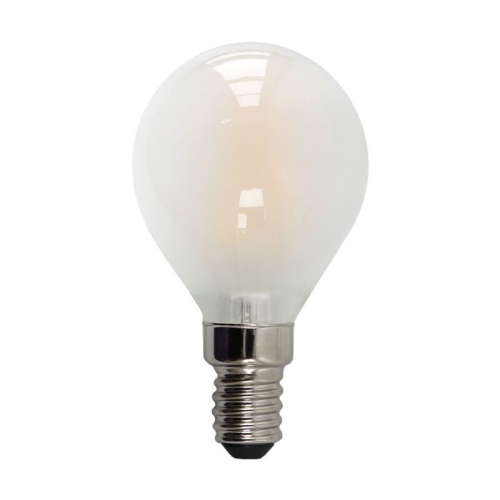 Dimmable E14 LED bulb, P45, 3w, white glass, 2700k