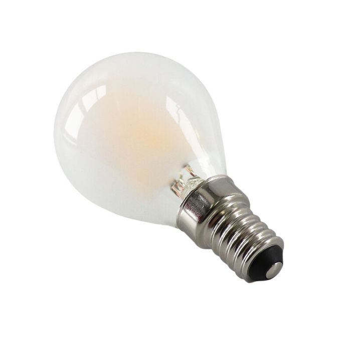 Dimmable E14 LED bulb, P45, 3w, white glass, 2700k