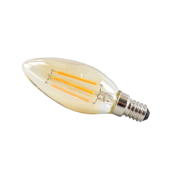 Dimmable E14 LED candle, 3w, amber glass, 2200K