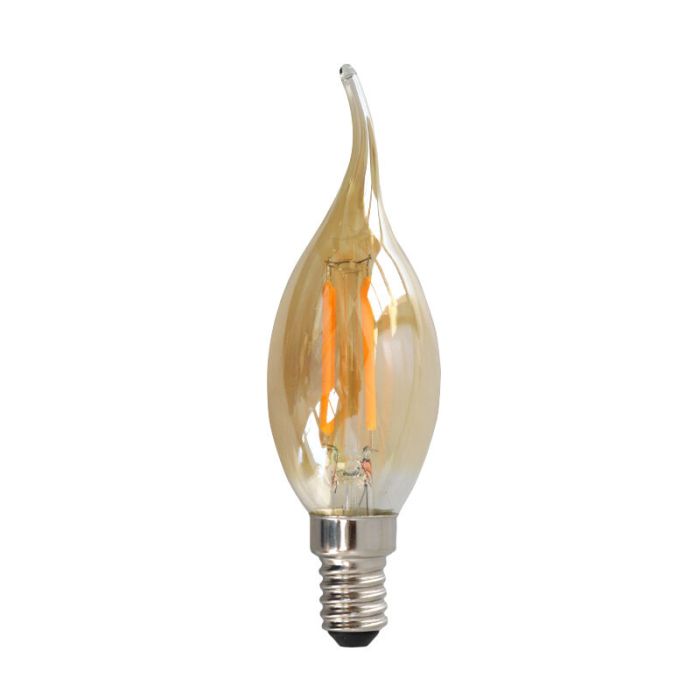 Dimmable E14 LED tip candle, 3w, amber glass, 2200K