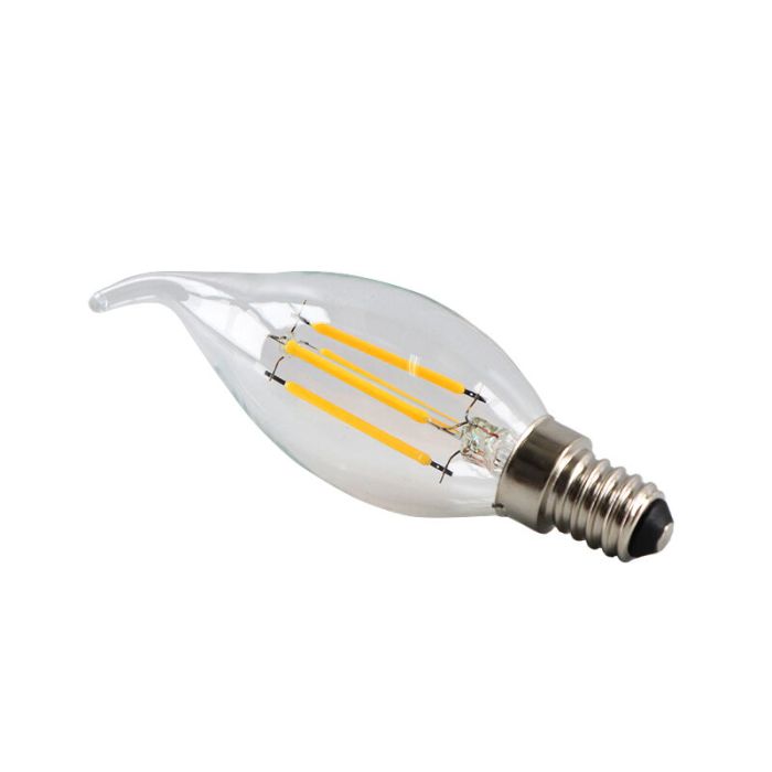 Dimmable E14 LED tip candle, 3w, transparent glass, 2700k