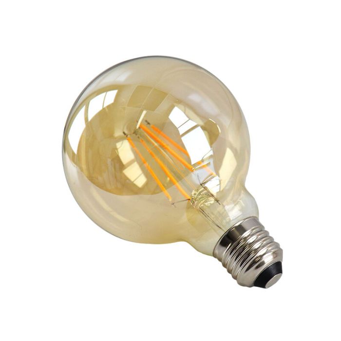 Dimmable E27 LED bulb, G95, 6W, Amber Glass, 2200K