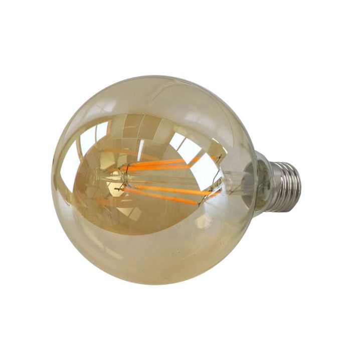 Dimmable E27 LED bulb, G95, 6W, Amber Glass, 2200K