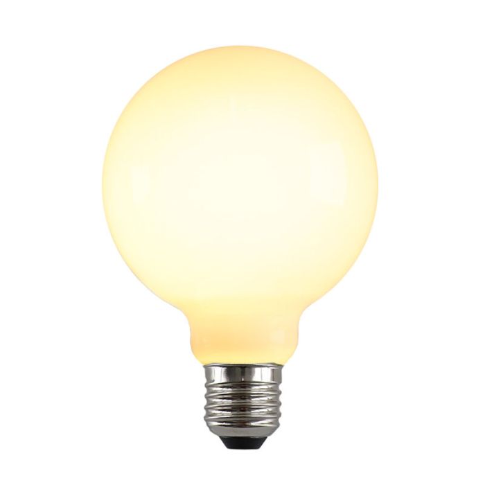 Dimmable E27 LED bulb, E27, G95, 5w, white glass, 2700k
