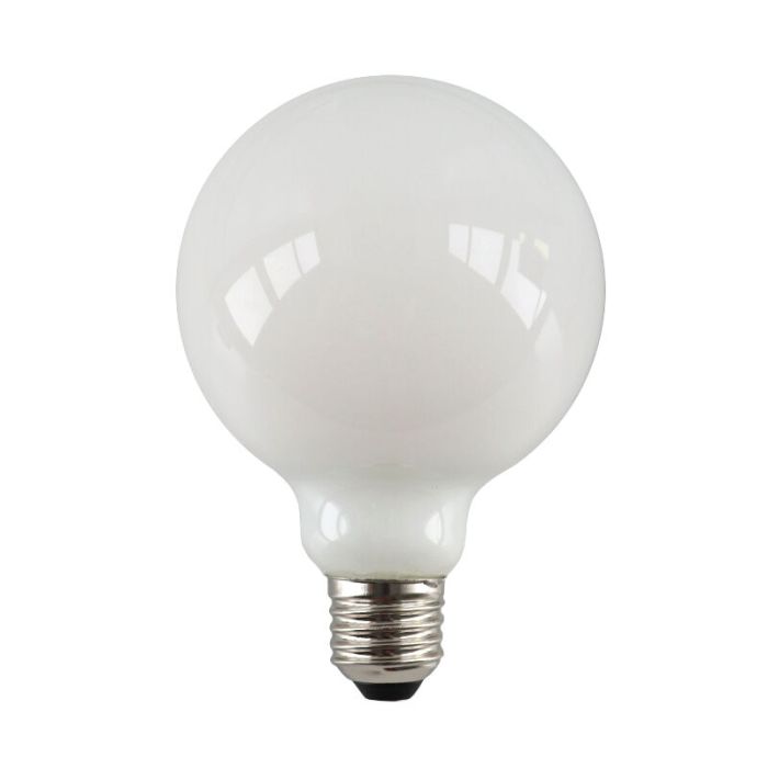 Dimmable E27 LED bulb, E27, G95, 5w, white glass, 2700k