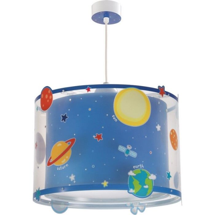 Blue kids pendant light plastic, Planets