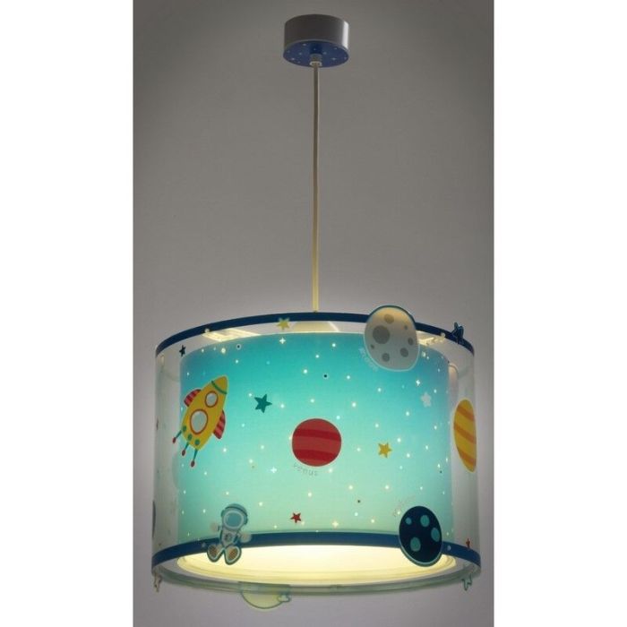 Blue kids pendant light plastic, Planets