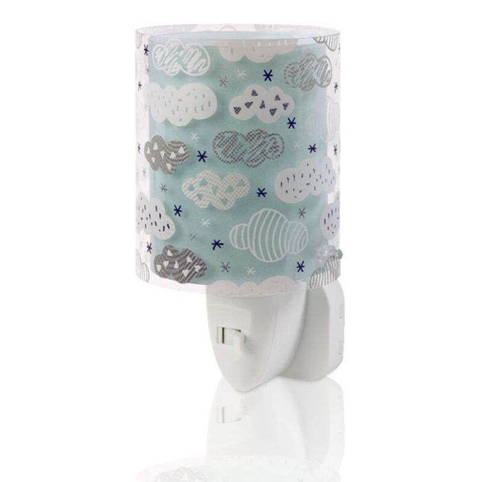 Green kid's plug in wall light plastic, Clouds