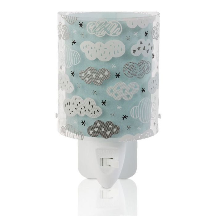Green kid's plug in wall light plastic, Clouds