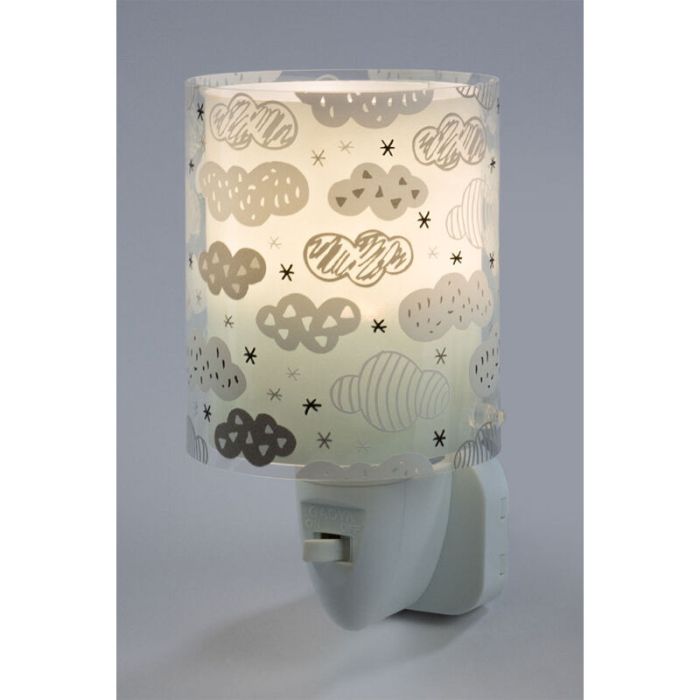Green kid's plug in wall light plastic, Clouds