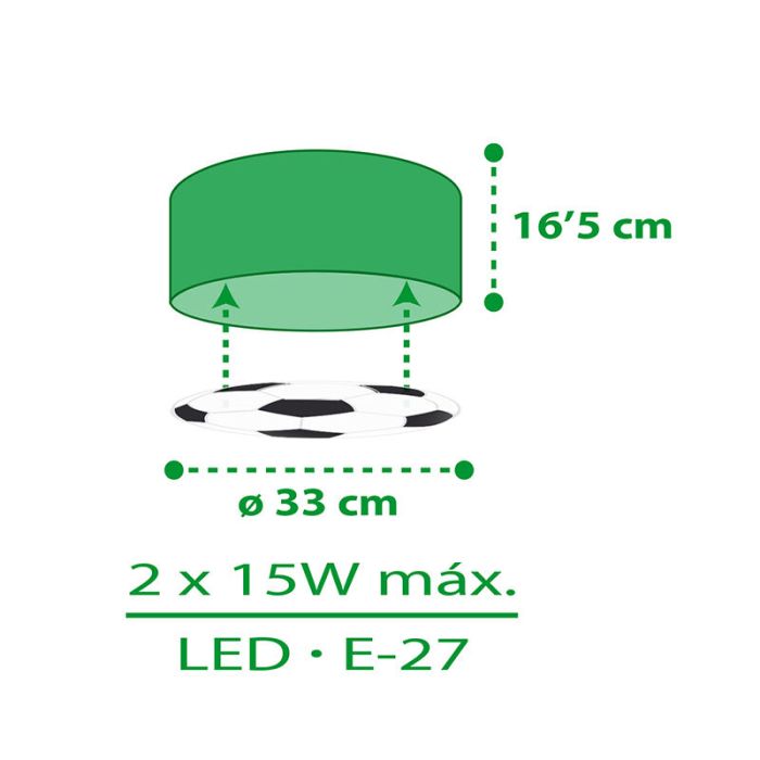 Green children's ceiling light plastic, Football