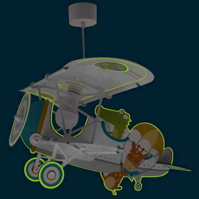 Multicoloured children's pendant light plastic, Crocodile plane