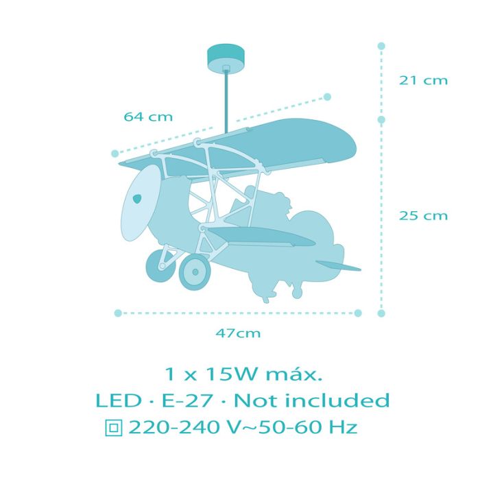 Multicoloured children's pendant light plastic, Crocodile plane