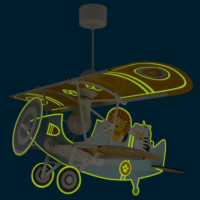Blue children's pendant light plastic, Lion plane