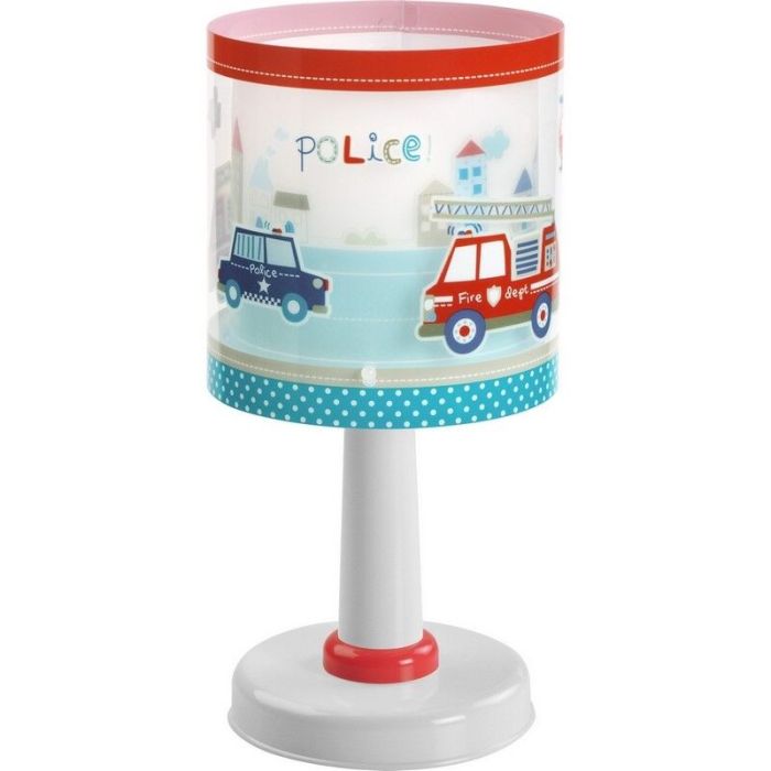Blue kid's table lamp plastic, Police, with switch