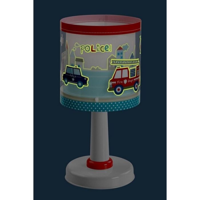 Blue kid's table lamp plastic, Police, with switch