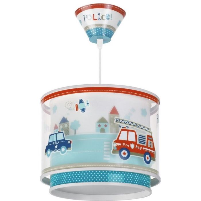 Blue kids pendant light plastic, Police