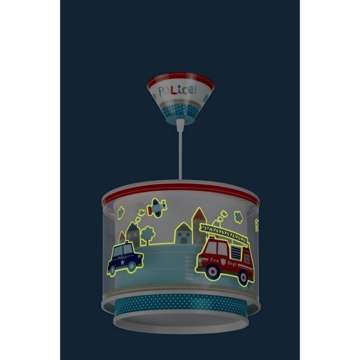 Blue kids pendant light plastic, Police