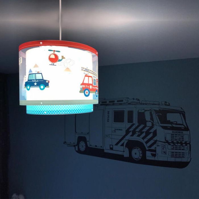 Blue kids pendant light plastic, Police