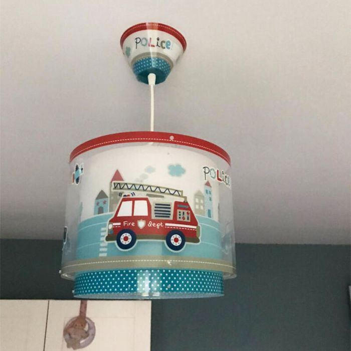 Blue kids pendant light plastic, Police