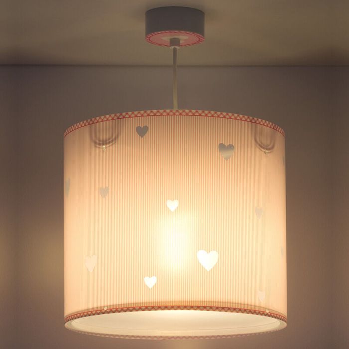 Pink kids pendant light plastic, Hearts