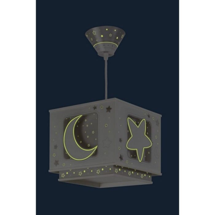 Grey kids pendant light plastic, Moon and stars