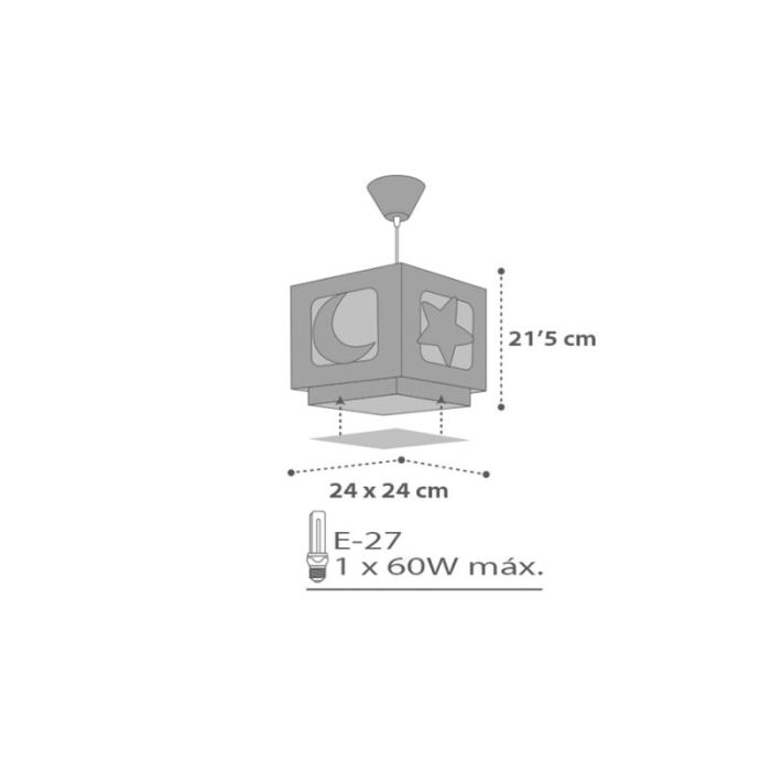 Grey kids pendant light plastic, Moon and stars